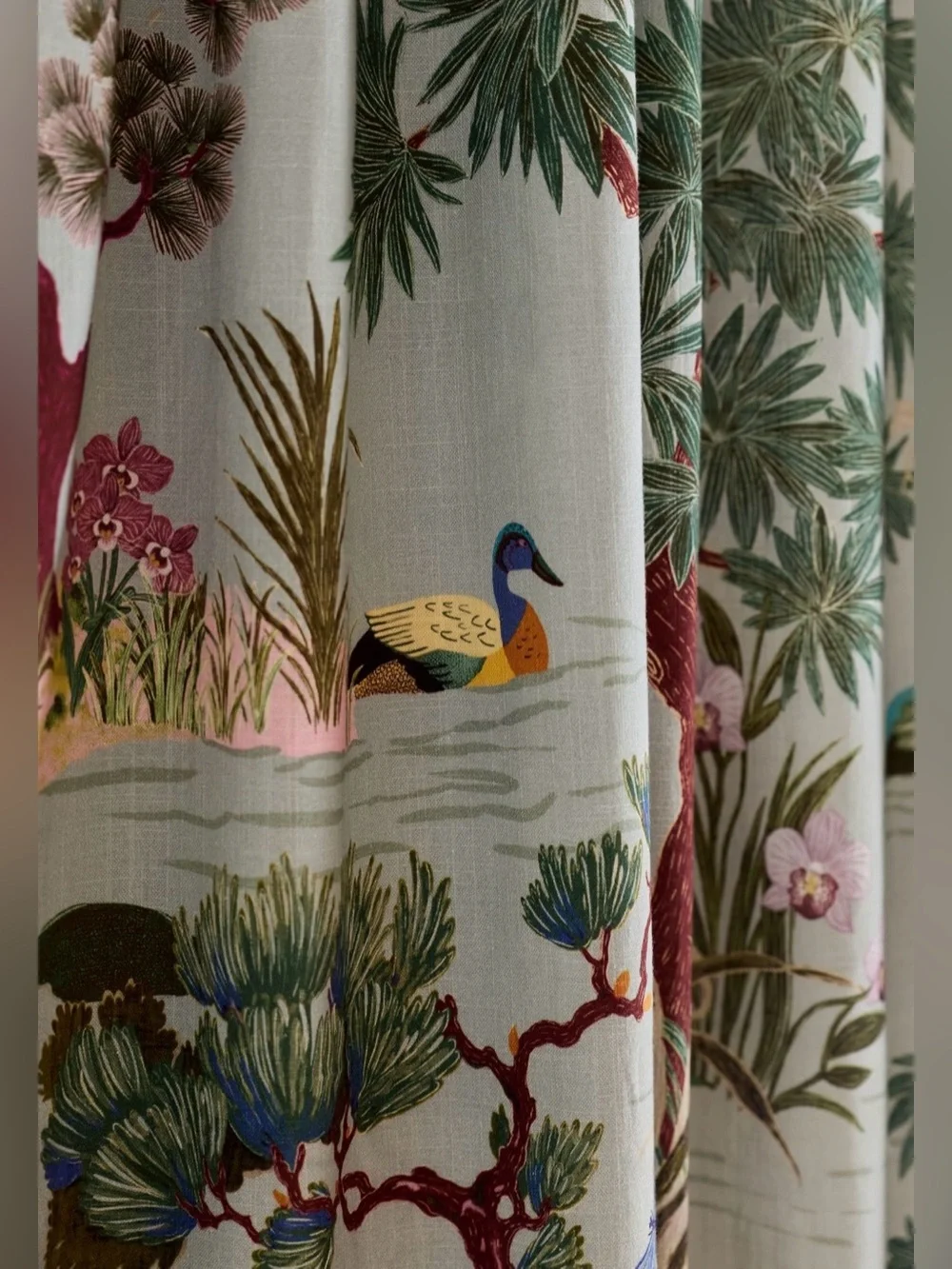 Anthropologie Bernadette Woven Cotton Printed Black Out Curtain 50x84